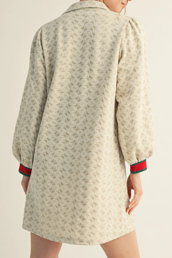 Stripe Contrast Accent Geo Print Dress