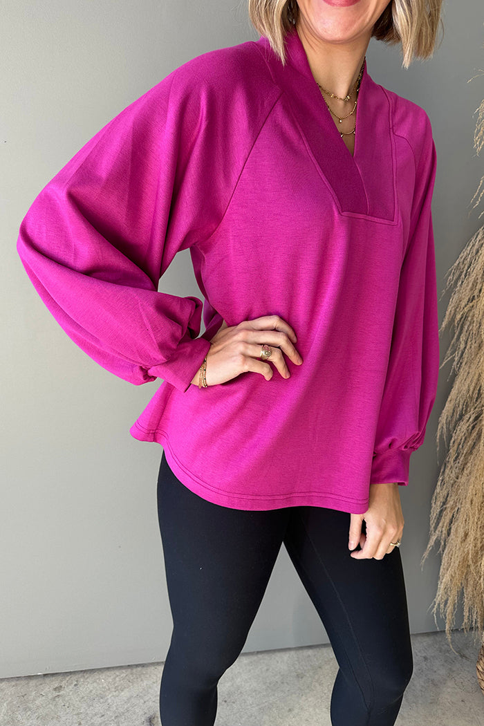Casual V-Neck Long Sleeve Top