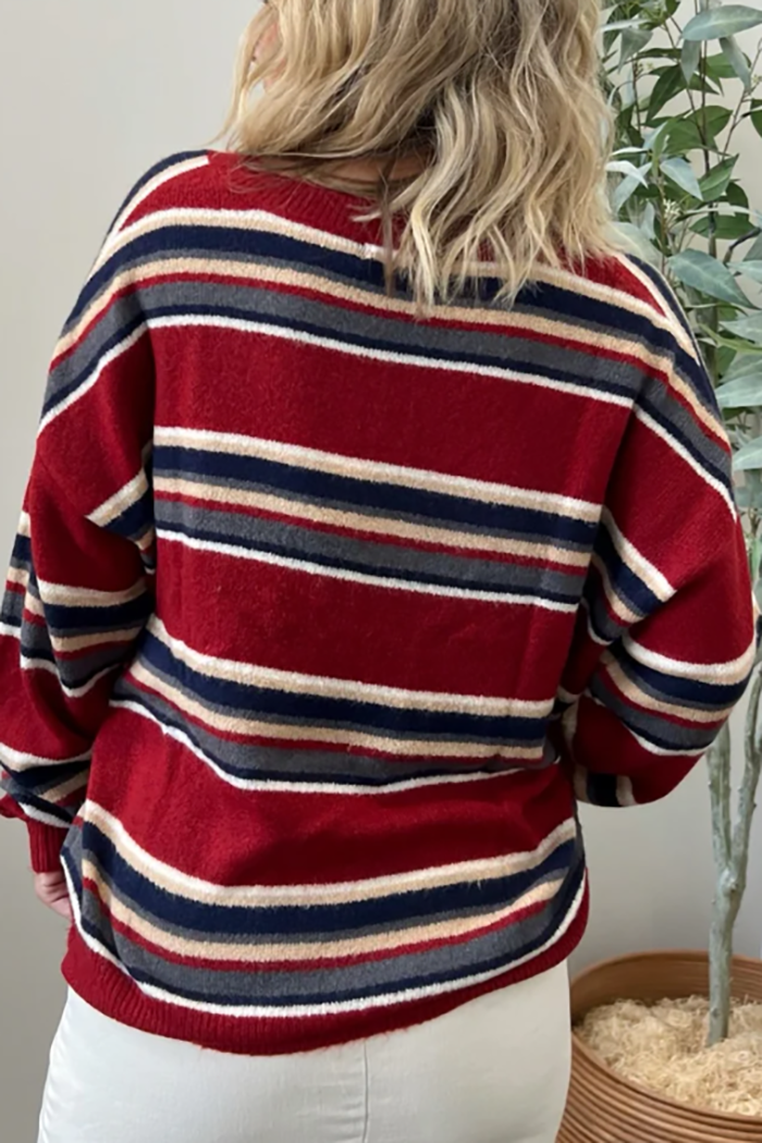 Casual Painted Lines Sweater