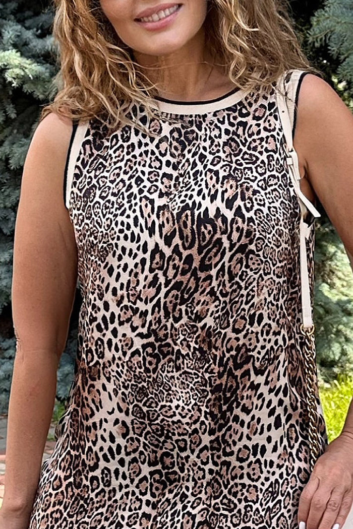 Leopard Print Sleeveless Maxi Dress