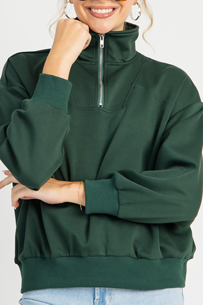 Solid Color Quarter Zip Pullover