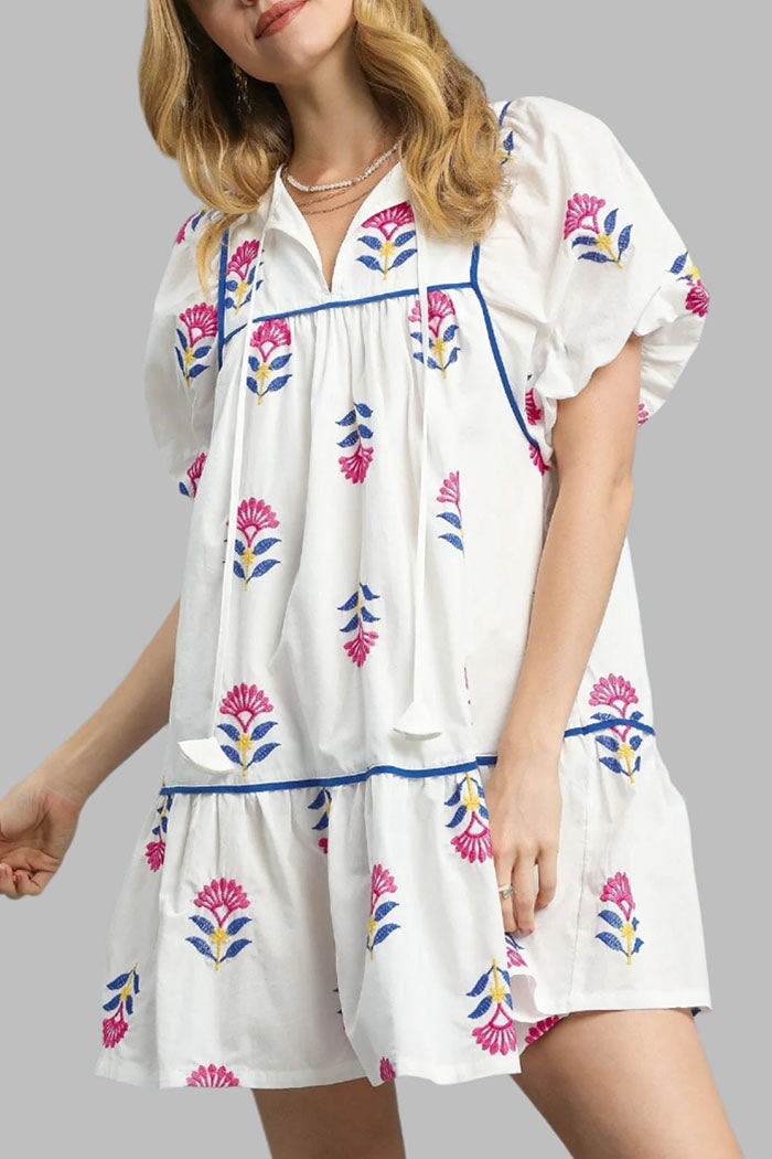 Casual Floral Puff Sleeve Dress