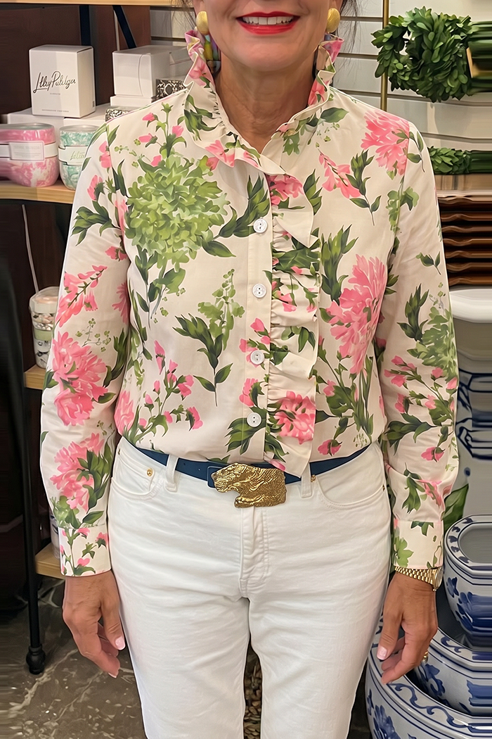 Casual Floral Pattern Ruffles Shirt