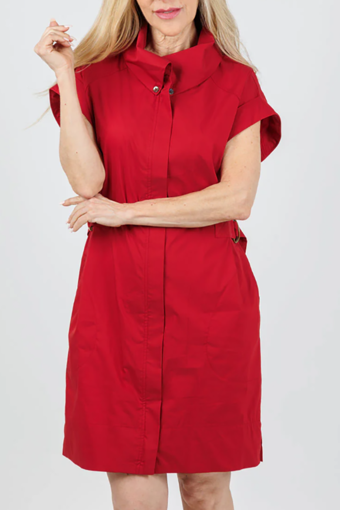 Stand Collar Pocket Dress