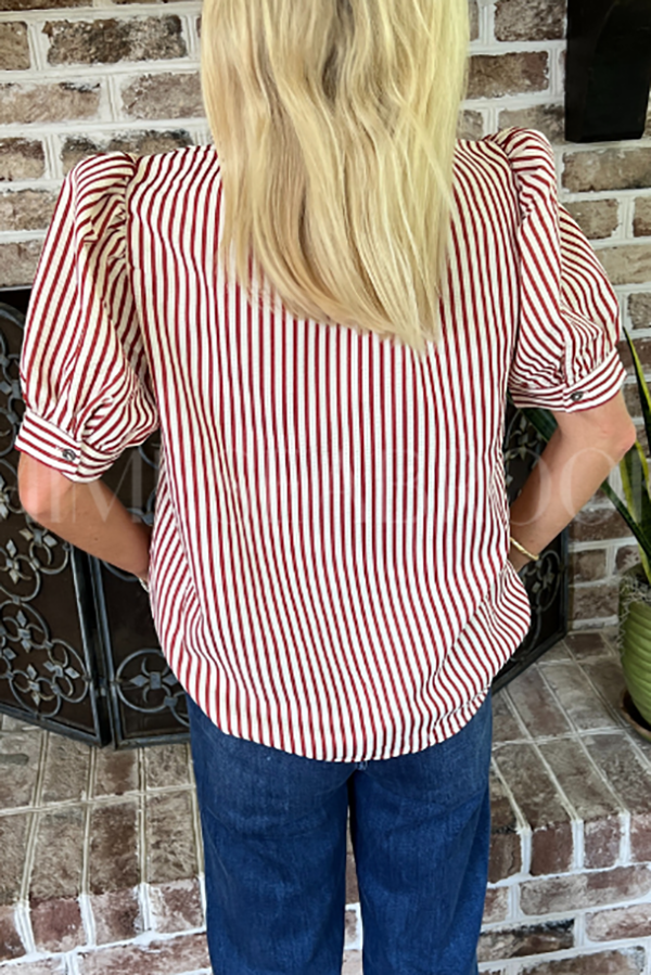 Casual Ruffles Stripes Top