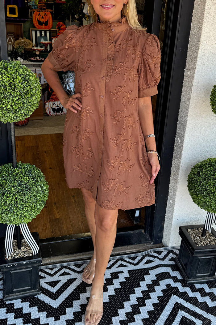Puff Sleeve Embroidered Dress
