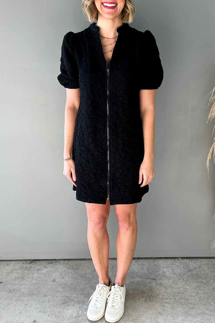 Puff Sleeve Zipper Dress