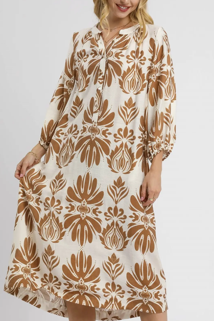 Mix Abstract Floral Print Dress