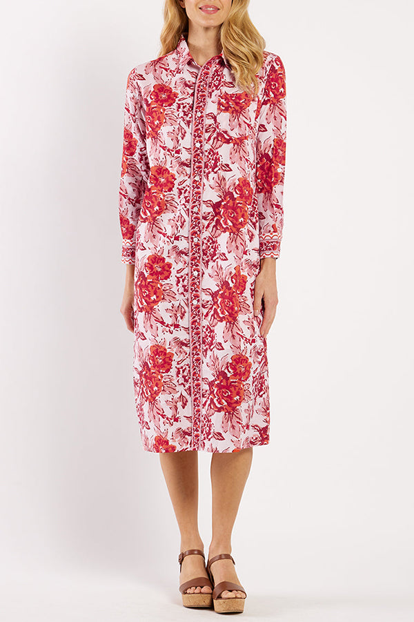 Casual Button Floral Shirt Dress