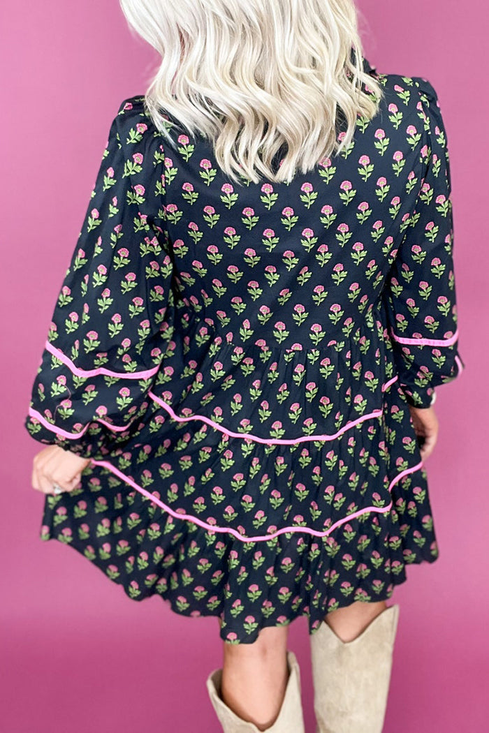 Long Sleeves Button Down Floral Dress