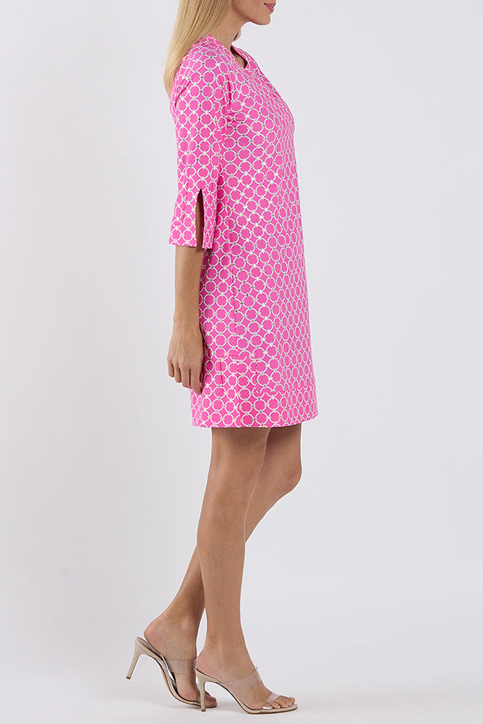 Split Sleeve Printed Shift Dress