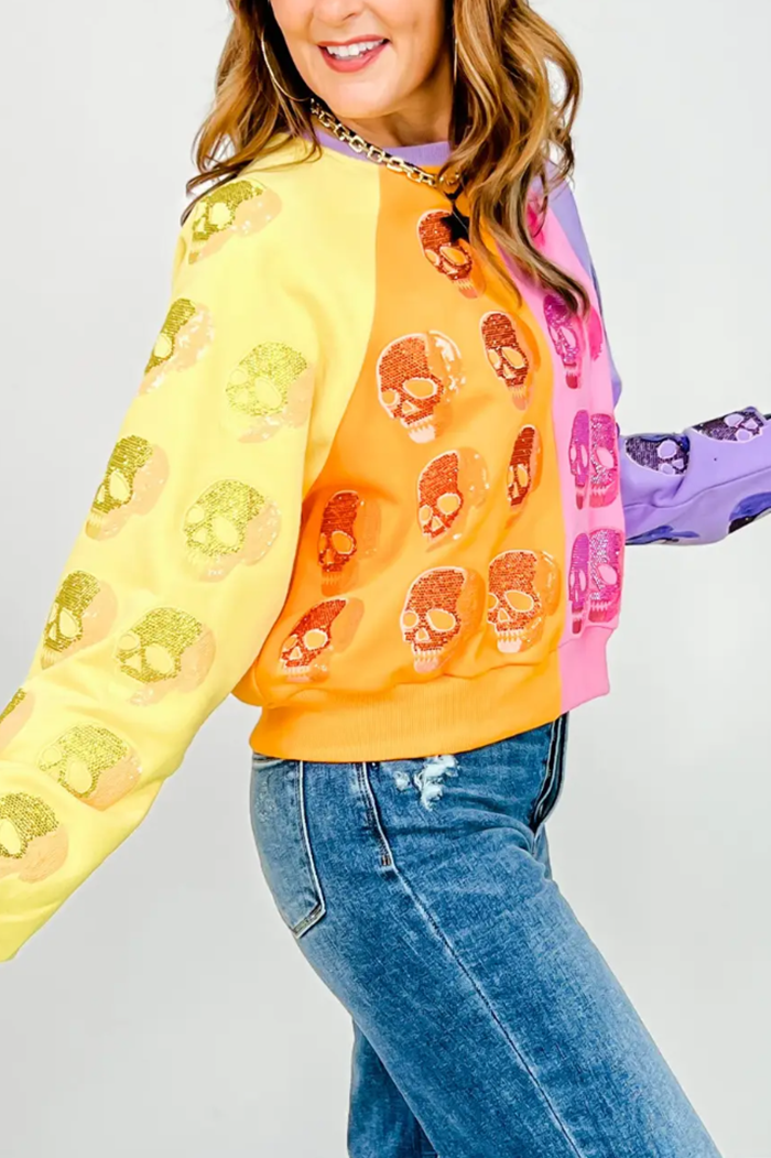 Casual Skull Sequined Top