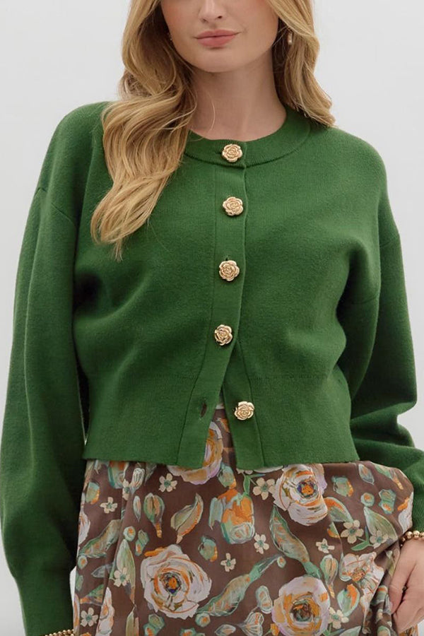 Casual Floral Button Cardigan