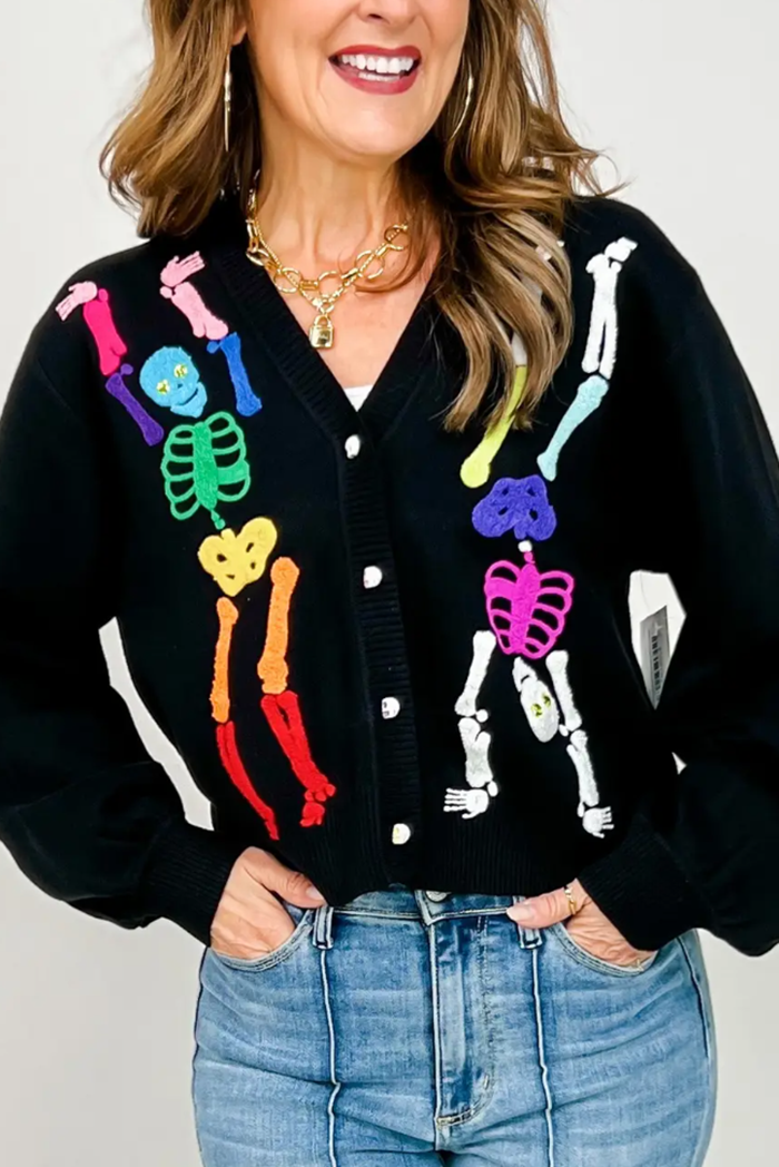 Rainbow Skeleton Button Up Cardigan