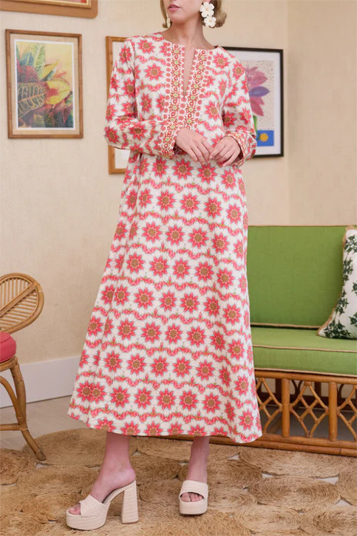 Floral-Print V-Neck Pocketed Maxi Dress