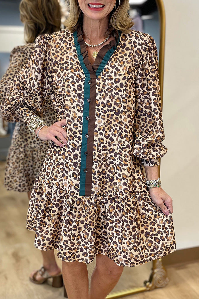 Leopard Ruffle Hem Mini Dress