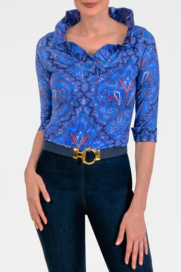3/4 Sleeve Ruffneck Top