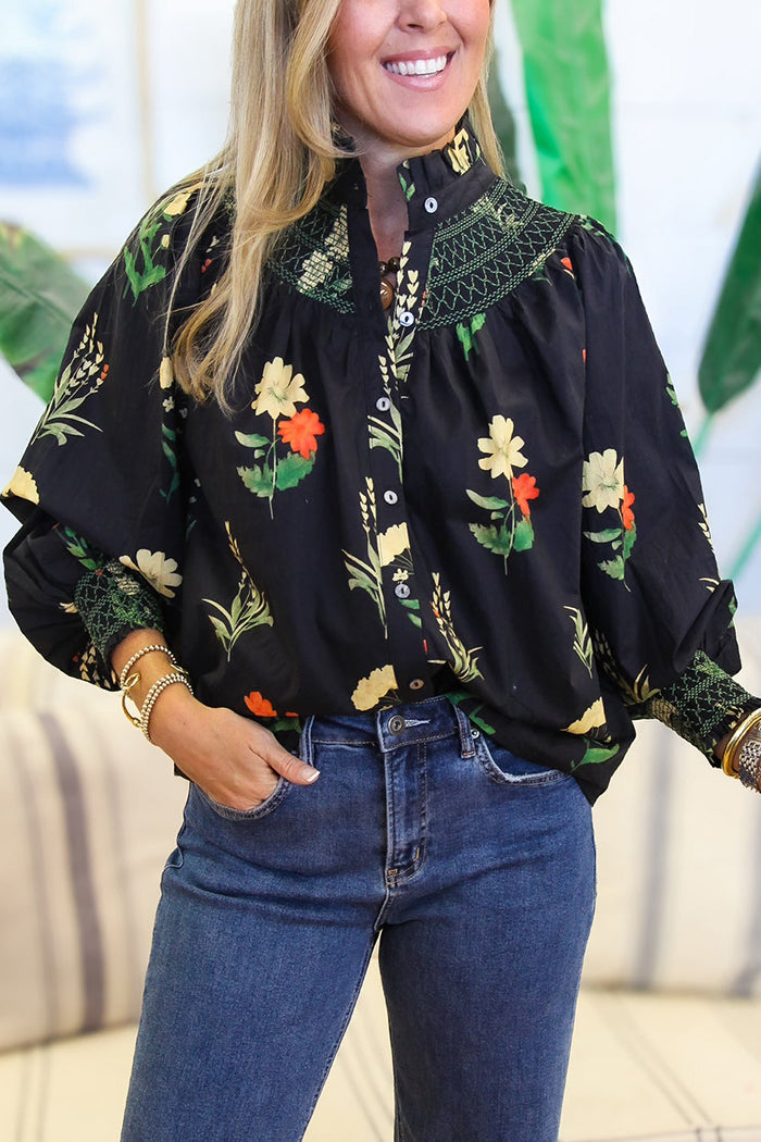 Ruffles Collar Floral Top