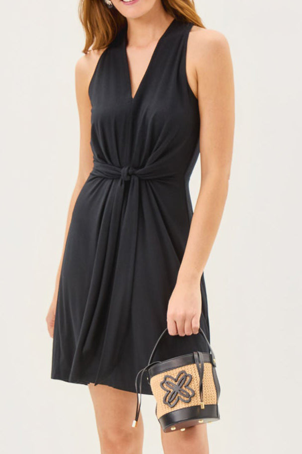 Casual Solid Color Tie-Strap Dress