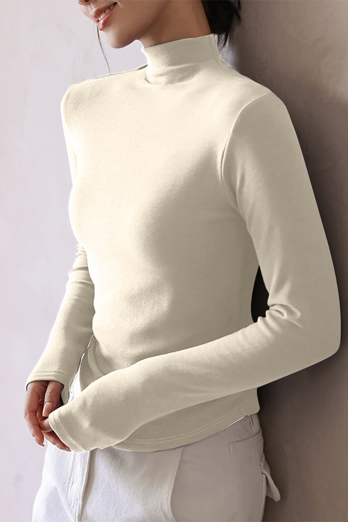 White Turtleneck Slim Fit Top