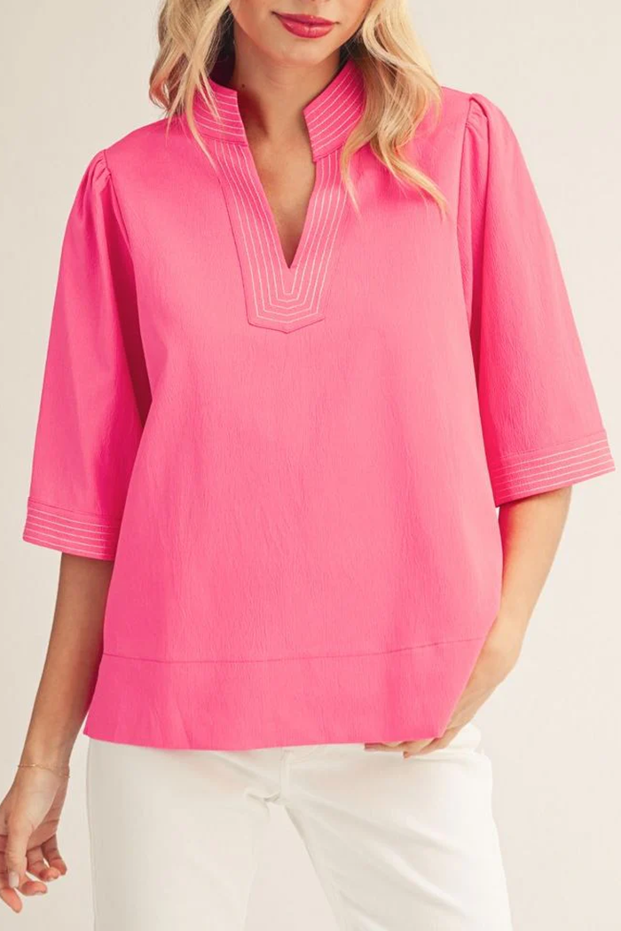 Casual Stripe Trim Top
