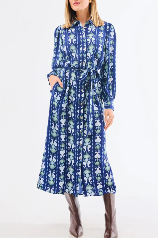 Casual Bold Printed Belt Dress