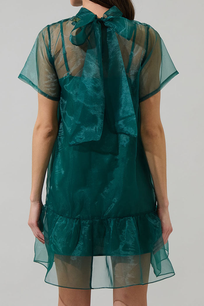 Stand Collar Tie Back Dress