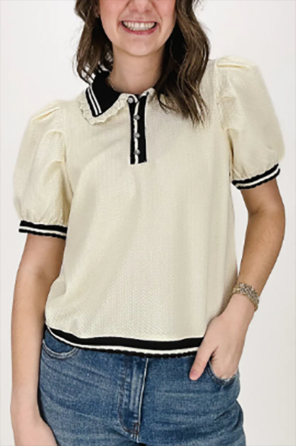 Puff Sleeve Striped Top