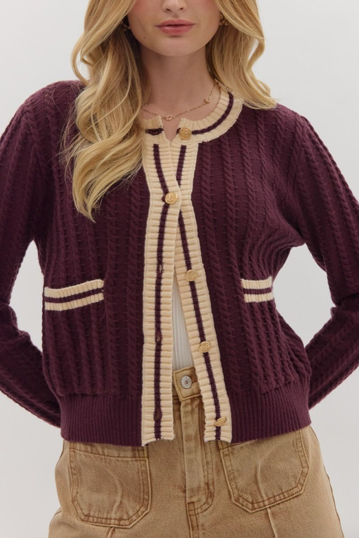 Button Pocket Knitted Cardigan