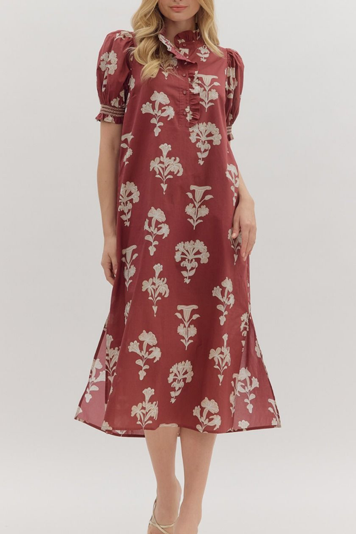 Puff Sleeve Floral Maxi Dress