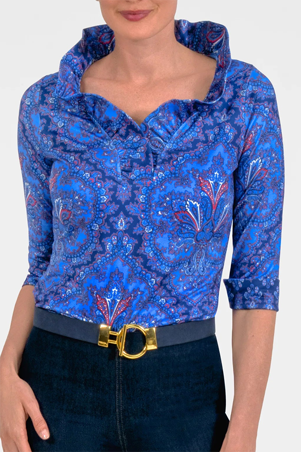 Casual 3/4 Sleeve Ruffneck Top