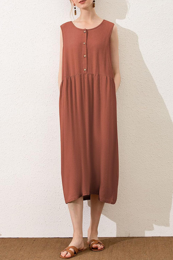 Sleeveless Solid Pocket Dress