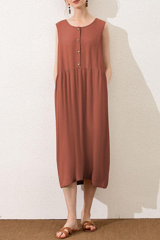 Sleeveless Solid Pocket Dress