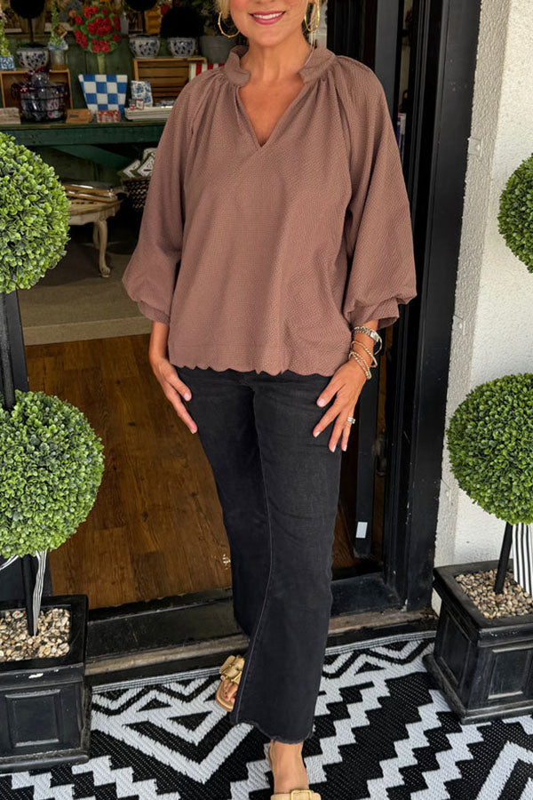 Casual Scallop Hem Top