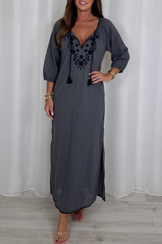 Boho Tassel Slit Maxi Dress