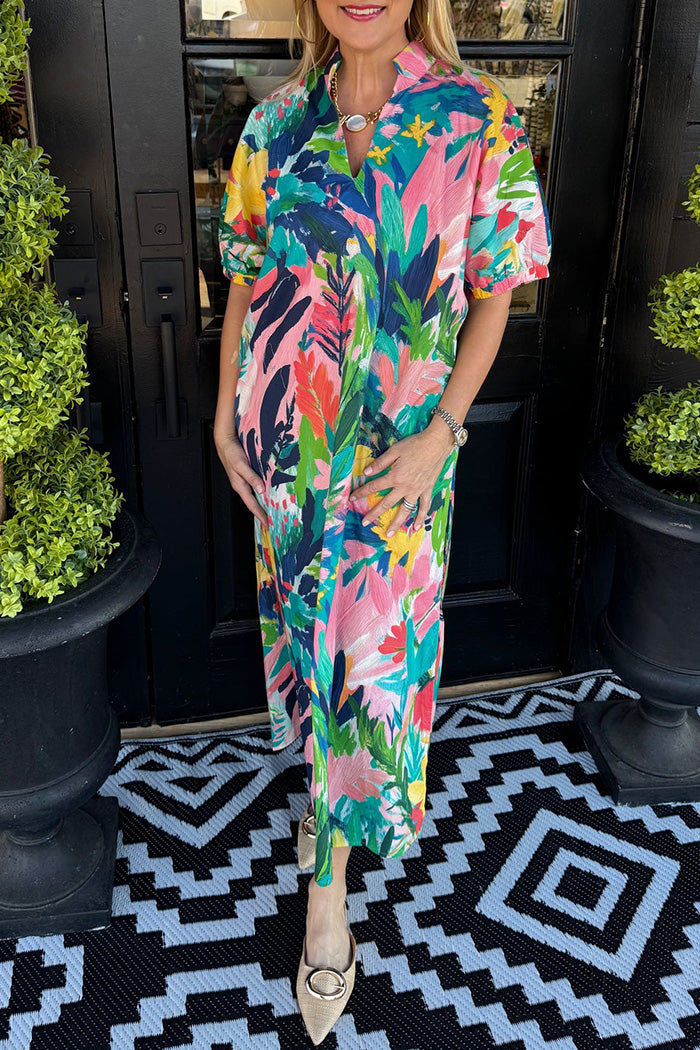 Colorful Print Pocketed Maxi Dress