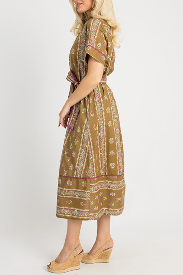 Casual Belt Floral Dress