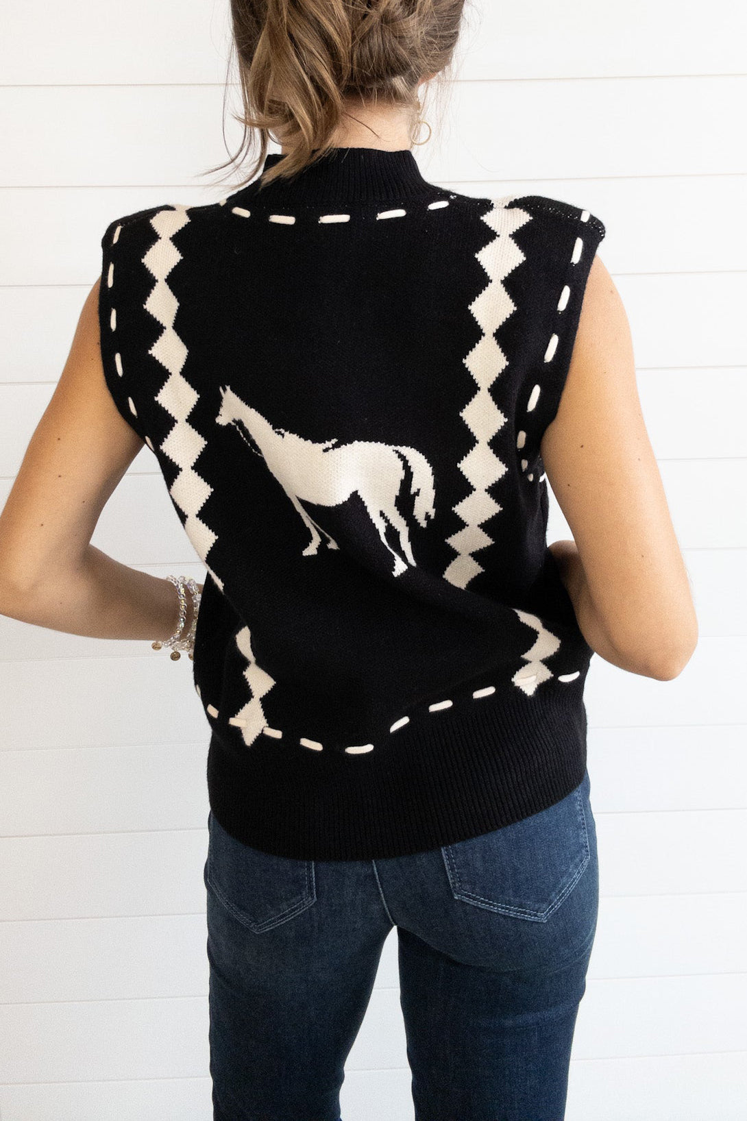 Casual Horse Graphic Knit Vest