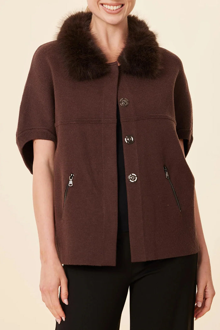 Faux Fur Trim Cardigan