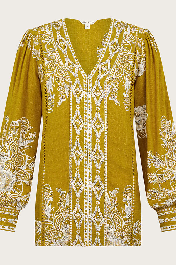 Casual Floral Border Blouse