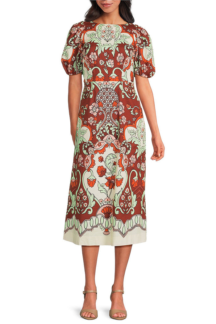 Floral Pattern Puff Sleeve Dress