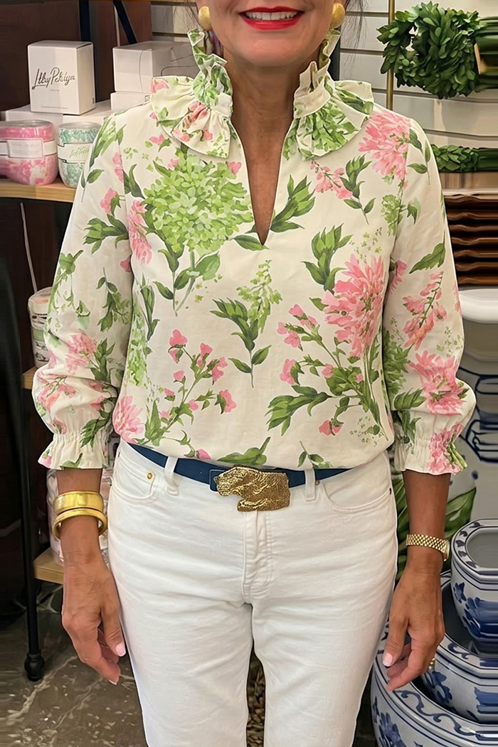 Casual Ruffles Collar Top