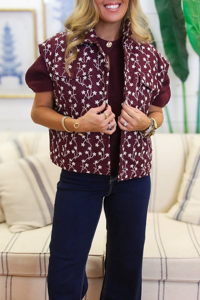Casual Floral Embroidery Vest