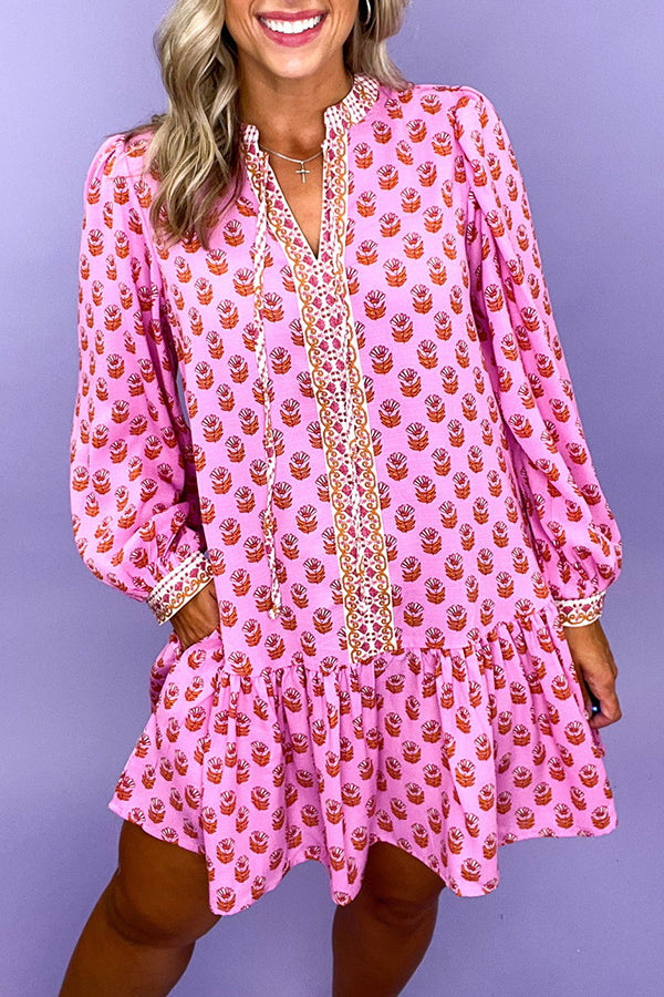 Ruffles Hem Pocket Floral Dress