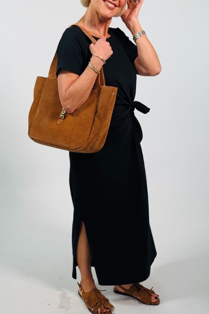 Wrap Waist Short Sleeve Maxi Dress