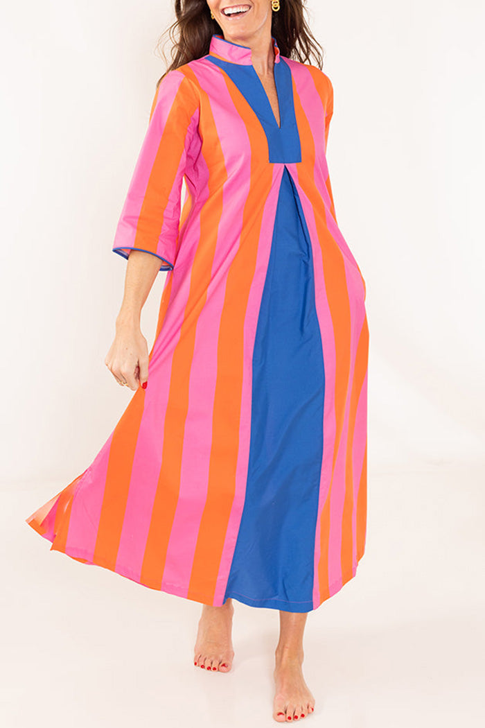Bold Stripe Half-Sleeve Caftan