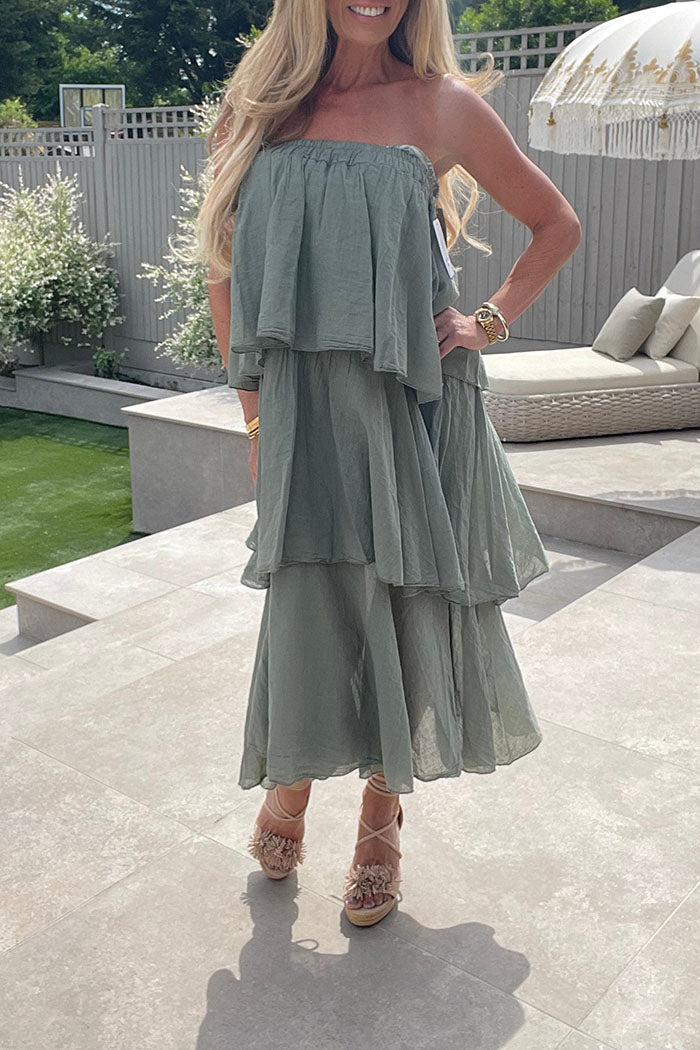 Solid Elastic Waist Maxi Skirt