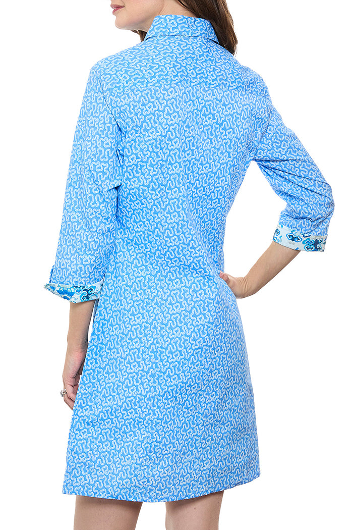 Print Chest Pocket Collared Shirt Dress