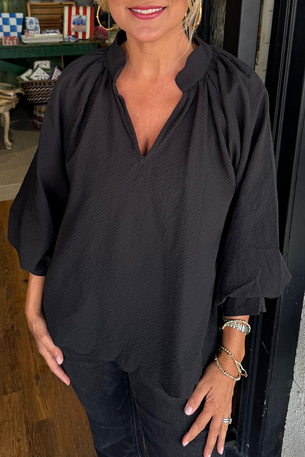 Casual Scallop Hem Top