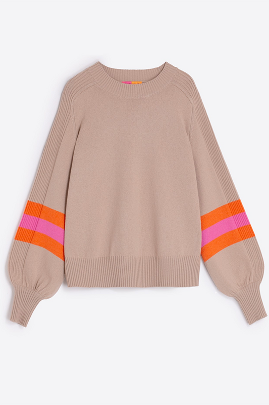 Balloon Sleeve Stripe Sweater